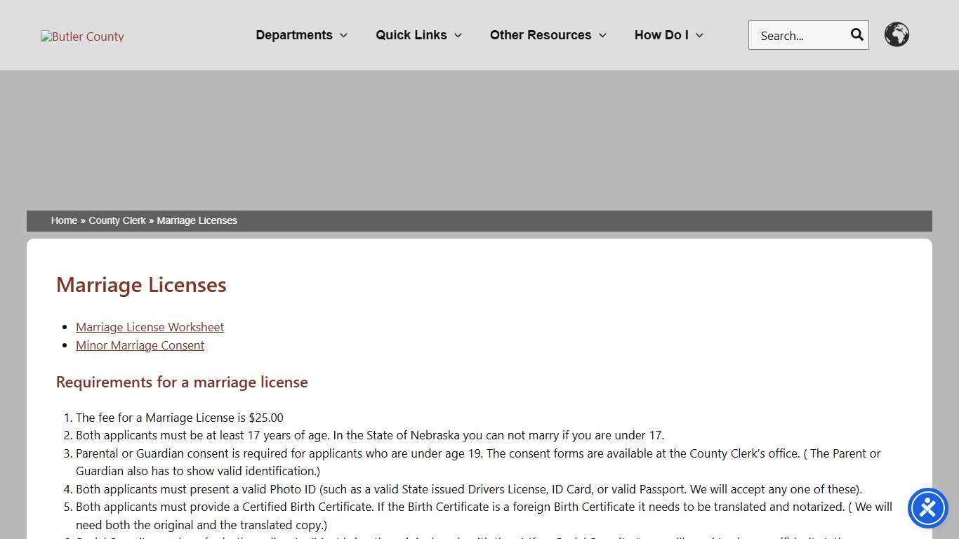 Marriage Licenses – Butler County