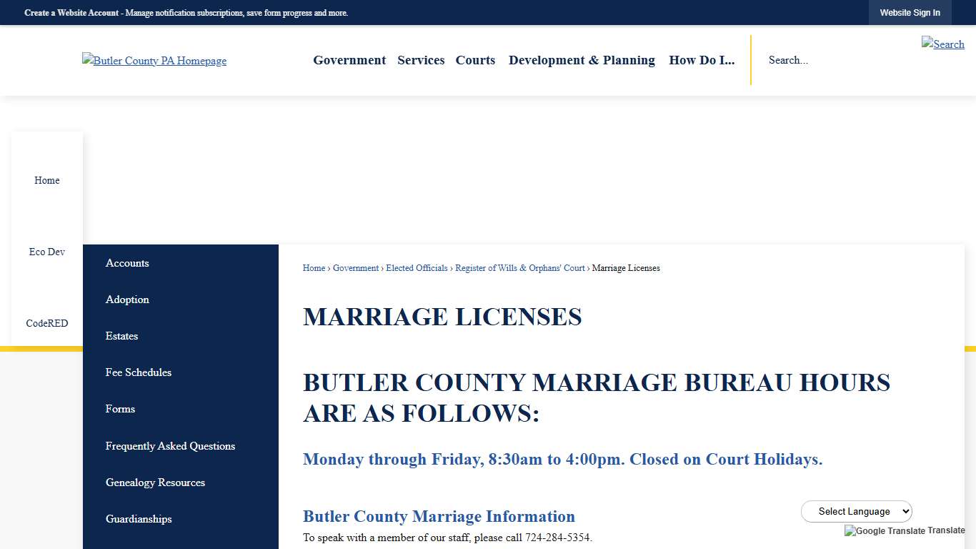 Marriage Licenses | Butler County, PA